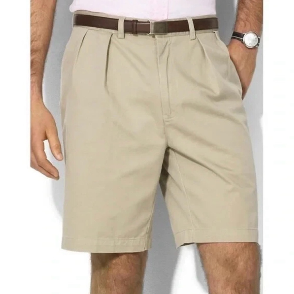 Polo Ralph Lauren Men's tan Flat Front pleated Shorts size 36 Vintage